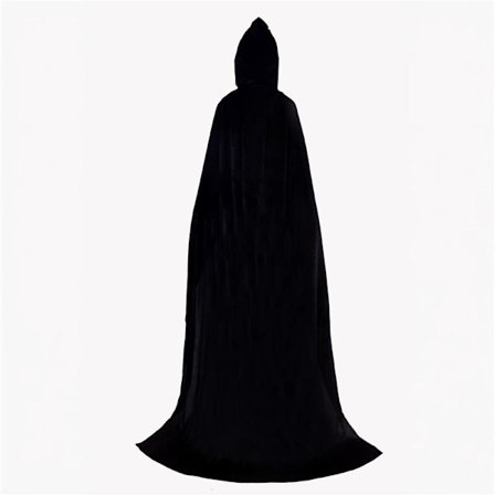 Svart kappe med hette Darth Vader-kappe middelalderkappe kapperock sateng karneval Halloween julekostyme voksne (L)