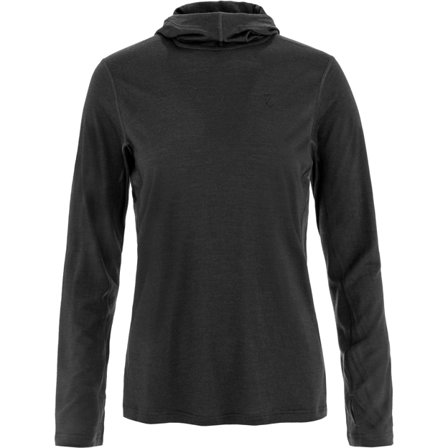 Fjällräven Women's Abisko Wool Hoodie in Black | Size: Large, Wool/Polyester/Knit