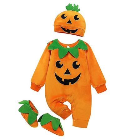 0-24 kuukauden vastasyntyneen vauvan yhden kappaleen kurpitsarompereasu Halloween-haalari+hattu+saappaat asut Set Fancy Dress Lahjat 0-6 Months