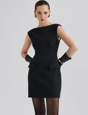 Malina Adelina High Neck Mini Dress - Black - 40