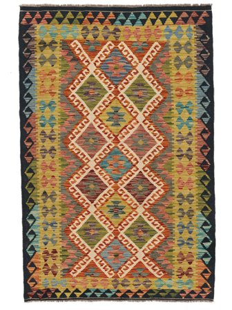 Tissé À La Main Kilim Afghan Old Style Tapis 121X184 De Laine Marron/Noir Petit