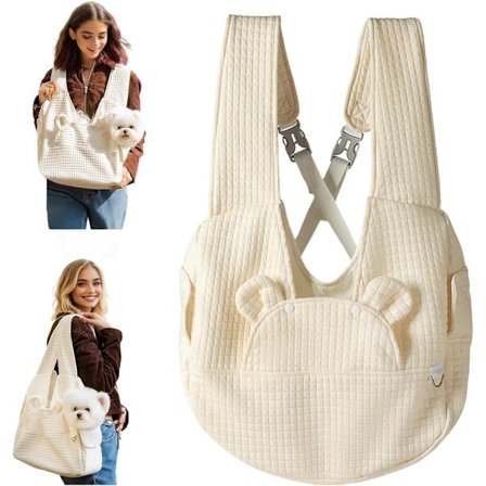 Justerbar Front Pet Carrier med Skulderrem, Sikkerhedssele og Vaskbar Taske til Små til Mellemstore Hunde, Katte og Kaniner med Aftagelig Bundplade 