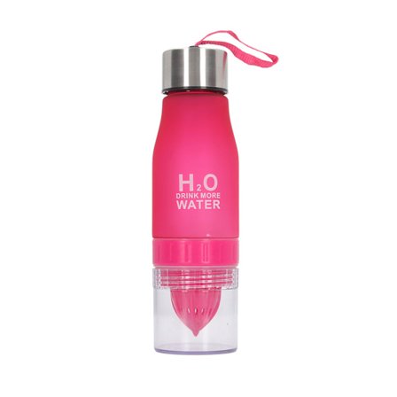 Sitronpresse Frukt Infuser Utendørs Reise Bærbar Lekkasjesikker Vannflaske for Menn Kvinner 650ml Rosa
