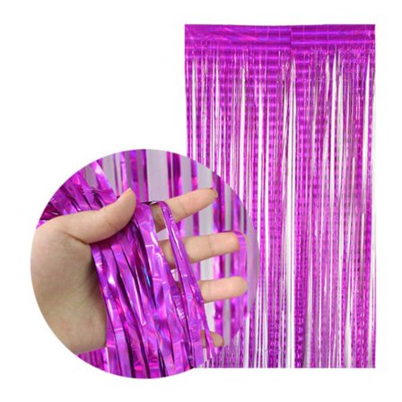 Glitter Gardin Metallisk Pink 3-pak til Fest Fødselsdag Pink