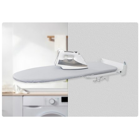 Vægmonteret strygebræt i kulstofstål med bomuldsbetræk og opbev