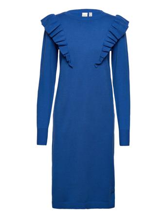 Yashello Ls Midi Knit Dress S. Polvipituinen Mekko Sininen YAS