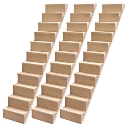 3 stk. Miniatyr Trapper: 1:12 Skala Dukkehus Møbler Tre Trapper DIY Umalt Trapp Pre-monterte Trinn Modell Uten Rekkverk For D[D]