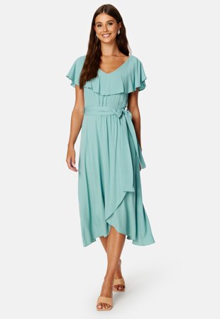 Trendyol Saga Flounce Wrap Dress Mint Klær