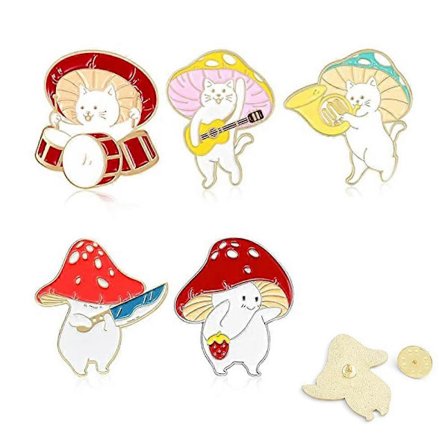 5 Stykker Sopp Emalje Pin Brosjer Sopp Pins Jakke Nål Søt Tegneserie Sopp Brosjer Sett Morsom Knapp Ryggsekk Pins Tilbake til Skolen Gave