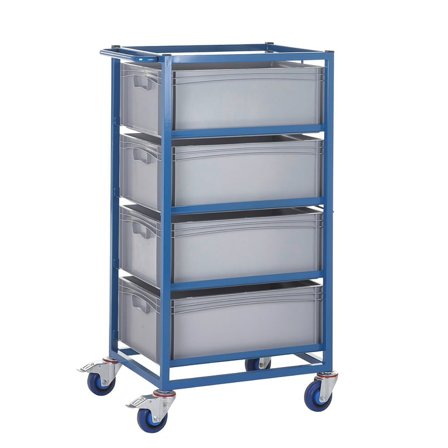 Mobile tray rack with trays, H 1175 mm, 4 x 44 L trays