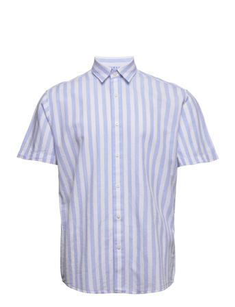 Slhregnew-Linen Shirt Ss Classic Kortermet Skjorte Blå Selected Homme*Betinget Tilbud
