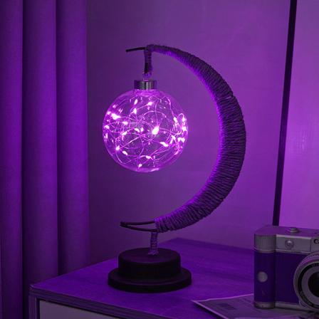 LED dekorative lys stjerne måne lys eple julelys bursdagsgave håndlaget hamp tau usb jern nattlys Purple-Plastic Ball USB Type