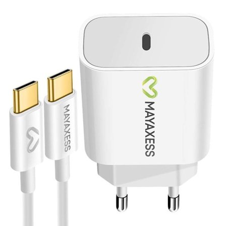 Laddare - MAYAXESS - iPhone 17 Pro Max - 20W - USB-C-kabel 1m - Vit