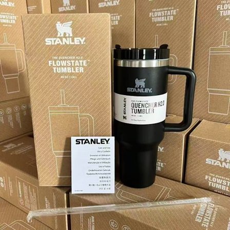 Stor 1,2L Termokopp i rustfritt stål med håndtak og sugerør for bilreiser