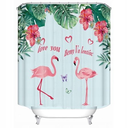 Duschdraperi med 12 ringar för fixering, 150x180 cm, gröna växter