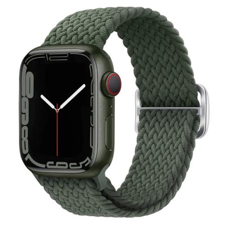 Flätad ögla för Apple watch Rem 44mm 40mm 45mm 41mm 42mm 38mm 49mm Elastiskt Solo armband iWatch series 7 se 3 6 Ultra 8 Band 19 inverness green