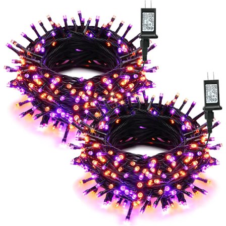 2 Pak Lilla & Orange Halloween Lys, 29m 240 LED Halloween Lysstreng Forbindbar med Timer, 8 Tilstande Udendørs