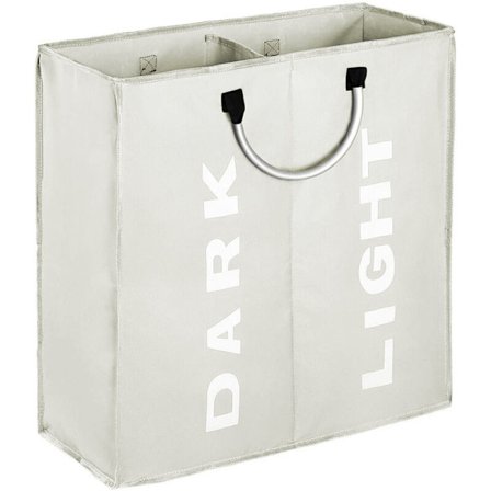 Stor dobbelt vasketøjskurv med håndtag, 53x23 × 53cm Sammenklappelig beskidt vasketøjskurv til opbevaring af vasketøj, lysegrå