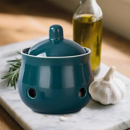 Højkvalitets keramisk hvidløgsbeholder, der holder fed frisk. Ingefærsparer til køkkenet.