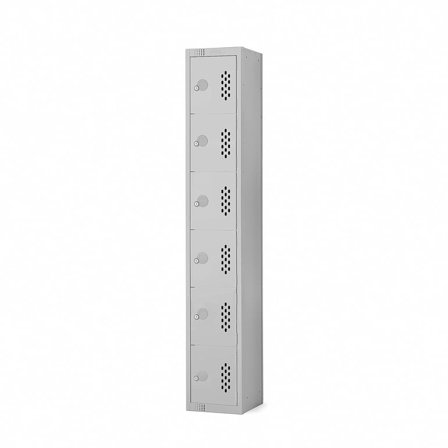 Perforated door locker, 6 door, 1800x300x450 mm, grey