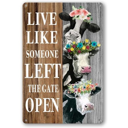 Sjovt Highland Cow Tin Skilt Ko Vægdekoration Køer Kunst Plakat Metal Plade Skilte Bondegårdsdekorationer Til Hjem Badeværelse Køkkenindretning 8X 12 