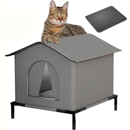 Katt- och Hundbädd – Vinterhusdjurshus, Vattentätt & Vinterisolerat Kattboende, Väderbeständig Kattkoja för Katter
