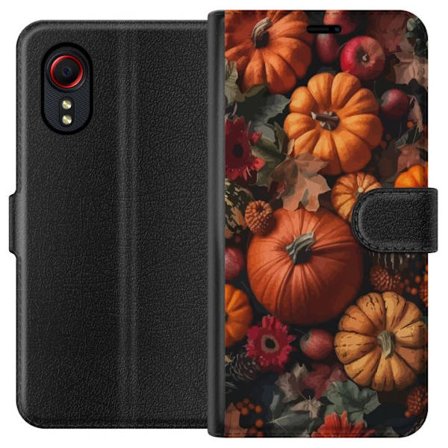 Kompatibelt Plånboksfodral till Samsung Samsung Galaxy Xcover 5 Pumpan skörd höstpostern höst halloween pumpor äpplen blommor fall säsong rustik