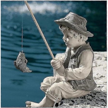 Have Fisker Statue Resin Fiskende Dreng Skulptur Dekorativ Have Fiskende Barn Statue Statue