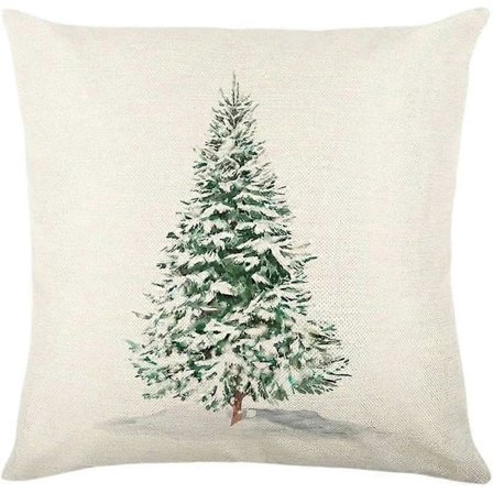 Pynteputetrekk Vinter Reinsdyr Snømann Trykt Pynteputetrekk Lin Putetrekk Dekorativ Hjemmeinnredning-45X45Cm-H6 (LGL)