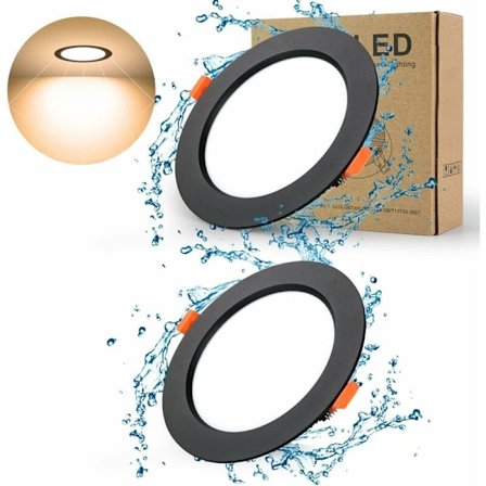 Led Downlight Recessed Black Extra Flat, 2 Pack 7W 700LM = 70W glødelampe, IP44