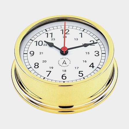 Orologio da nave Autonautic Pacific R120D-A, Ø110/120 mm, ottone placcato oro, con numeri arabi