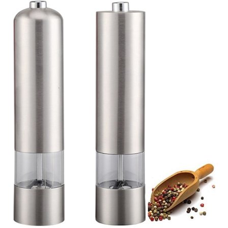 ING Sähköinen suola- ja pippurimylly 2 kpl Säädettävä jauhatus Ruostumaton teräs Suolamylly Paristokäyttöinen Pippurimylly Maustemylly Pippurimylly 