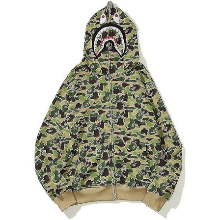 Shark Ape Bape Hoodie Camo Print Polyestertröja Casual Loose Zip Hoodie Jacka För Herr Dam