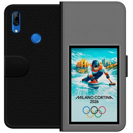 Yhteensopiva Lompakkokotelo Huawei P Smart Z Jääkiekkoilukuva, jossa pelaajat liikkuvat jäällä, Milano Cortina 2026, Milanin maamerkit ja olympialaist