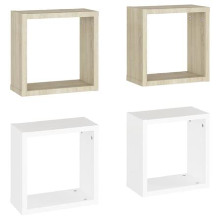 Vidaxl Vägghylla Kubformad 4 St Vit Och Sonoma-ek 30x15x30 Cm Vit