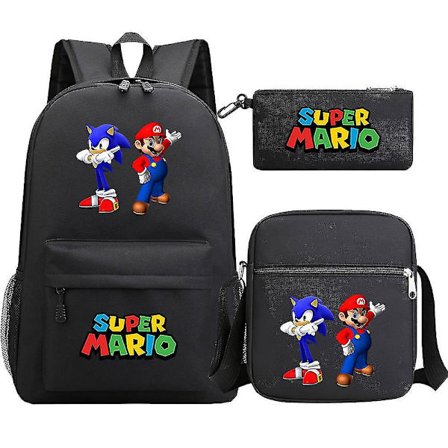 Super Mario Ryggsäck - Tonåringar, Flickor, Pojkar - Kawaii, Student - Vattentäta Skolväskor i Canvas - 3 st - Laptop Mochilas Rucksacks