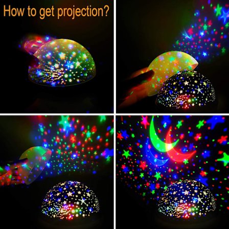 *Sjelden perle Barnas nattlys Stjerneprojeksjon 360° Rotasjon C*