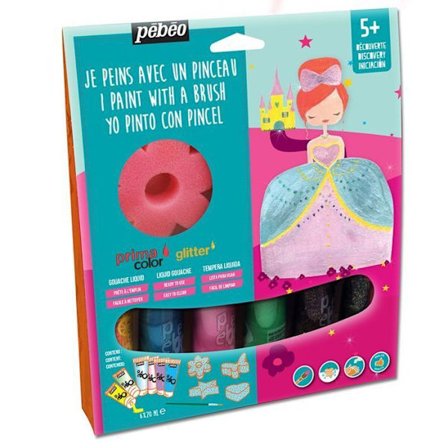 Kit gouache flytande - Primacolor - Prinsessa - 6 rör - 20 ml - Klara färger