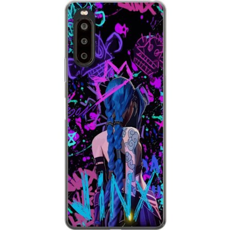 Yhteensopiva Puhelinkuori Sony Sony Xperia 10 II Värikäs graffitipiirustus, jossa on sinipäinen hahmo urbaanissa katutaidetyylissä