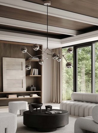 Drop globe taklampe L150 - krom