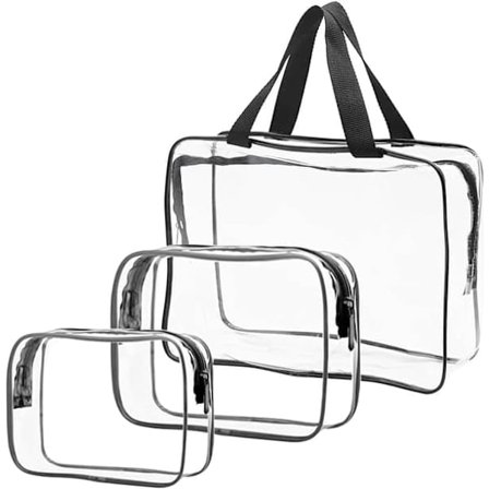 3-delt sett sminkeveske, vanntett kosmetisk veske for kvinner og menn, bærbar håndbagasjeveske for flyplasser (svart)