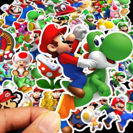 50 st dekaler - Super Mario - Tecknat - Nintendo multicolor