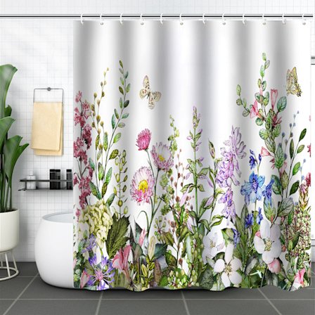 Växtblomma Ben duschdraperi med 12 krokar