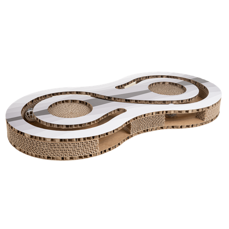 Selected by ZOO - Pawty Time Klorebrett av papp, 66x33x6cm, Grå - Katt - Kloretre og kloremøbler - Klorebrett og kloresøyler - ZOO.no