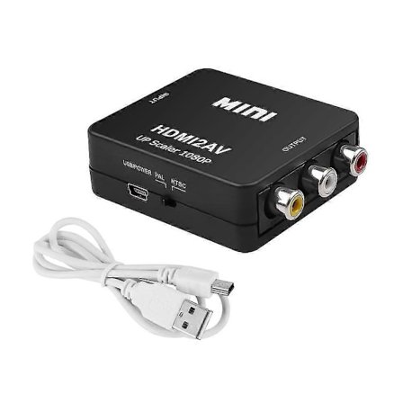 HDMI - RCA AV/CVBS -muunninlaatikko - 1080P Mini HDMI2AV -sovitin PS3:lle, videonauhurille, DVD:lle, PC:lle - Tukee PAL/NTSC-videolähtöä