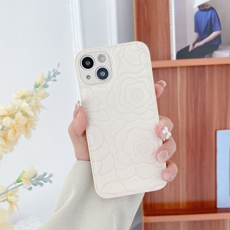 Etui til iPhone 16 Plus Hvid lædertekstur kamelia