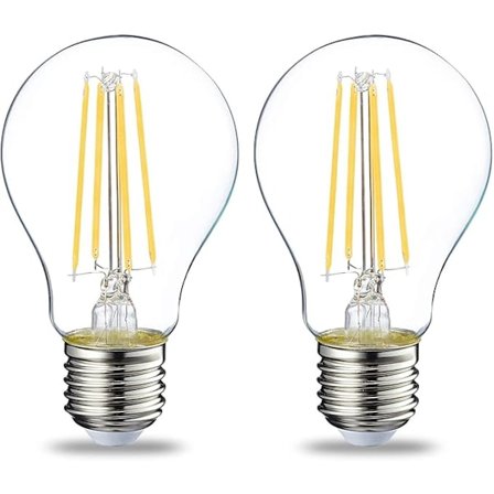 LED E27 Edison Skruepære, 7W (60W Ækvivalent), Klar Filament, Varm Hvid, Ikke-Dæmpbar, (2 Pak)