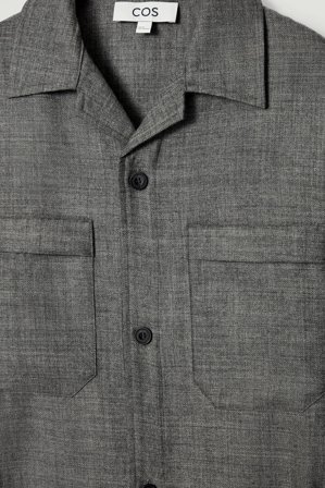 COS Men's Sobrecamisa De Lana Y Franela in Gris