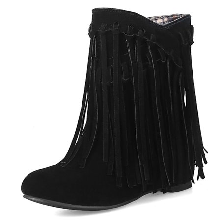 Fringe Cowboy Cowgirl Stövlar för Dam Spetsig Tå Dra På Klänning Western Ankelboots