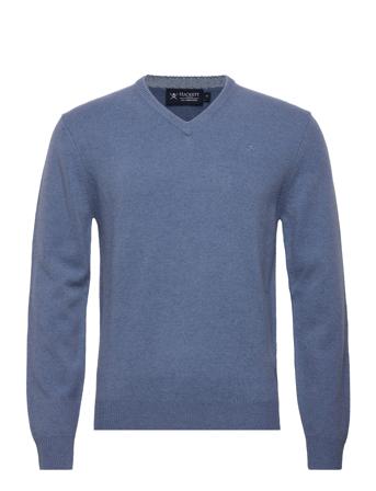 Lambswool V Neck Tops Knitwear V-necks Blue Hackett London